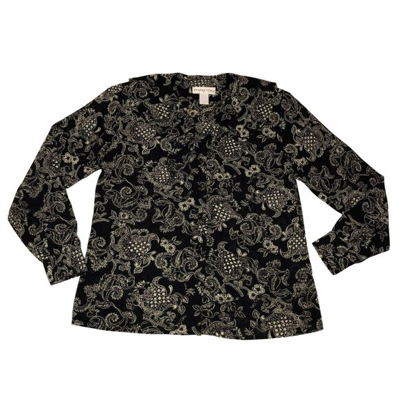 BLACK WHITE PAISLEY DRESS SIZE 6 PENDLETON MISS SOPHISTOCATES 2 PIECES WOMENS - Picture 2 of 7